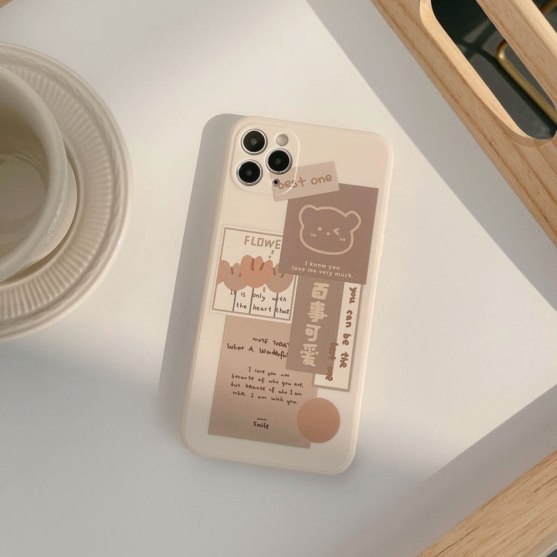 Coque de Téléphone Beige Esthétique Ours Collage – Image 13