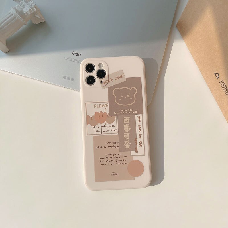 Coque de Téléphone Beige Esthétique Ours Collage – Image 14