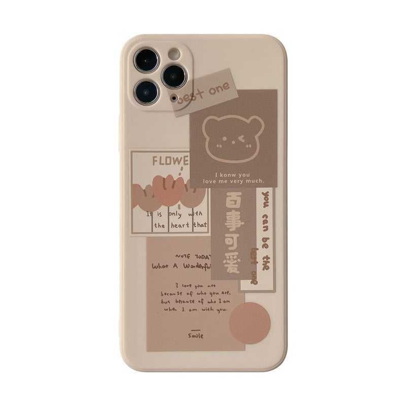 Coque de Téléphone Beige Esthétique Ours Collage – Image 4