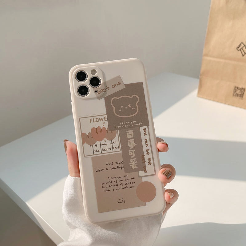 Coque de Téléphone Beige Esthétique Ours Collage – Image 5