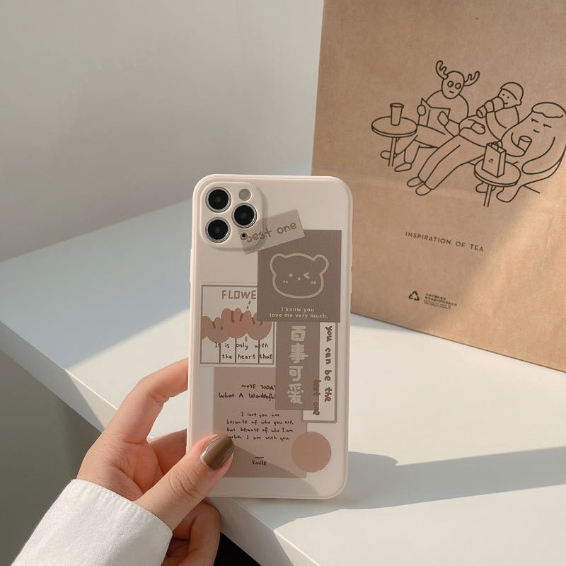 Coque de Téléphone Beige Esthétique Ours Collage – Image 6