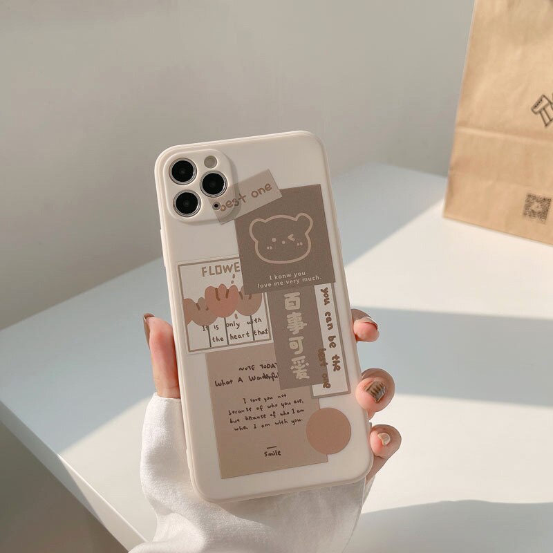 Coque de Téléphone Beige Esthétique Ours Collage – Image 10