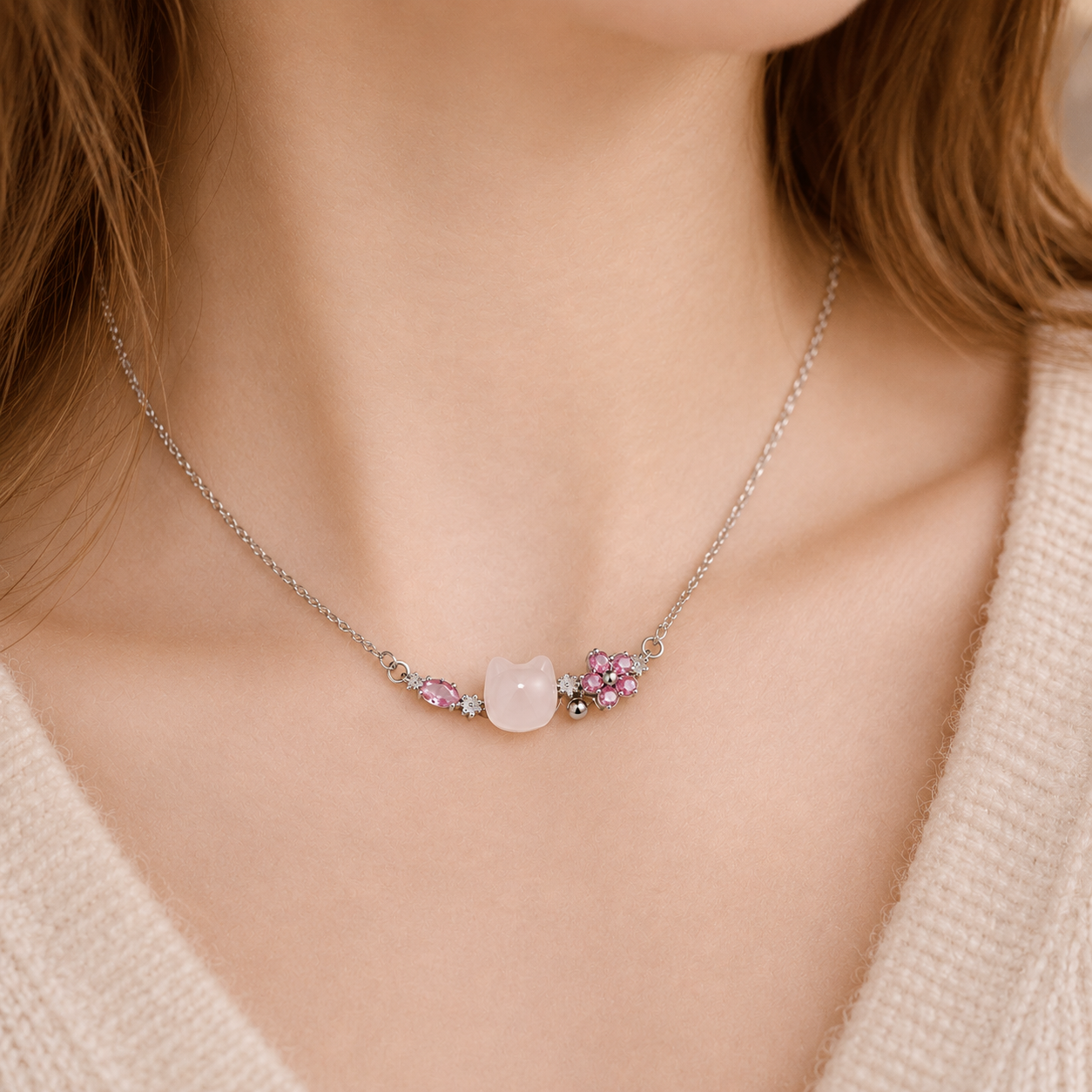 Collier de Chat Sakura Floral – Image 2