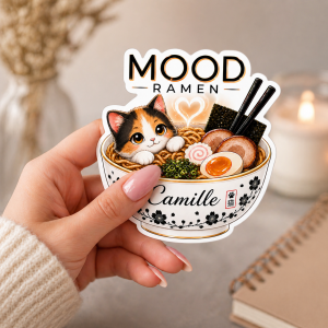 Sticker prénom personnalisé Mood Ramen 8 cm