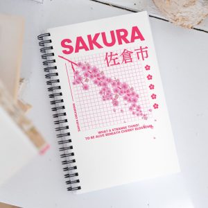 Carnet Esthétique Sakura à Grille Rose Vif