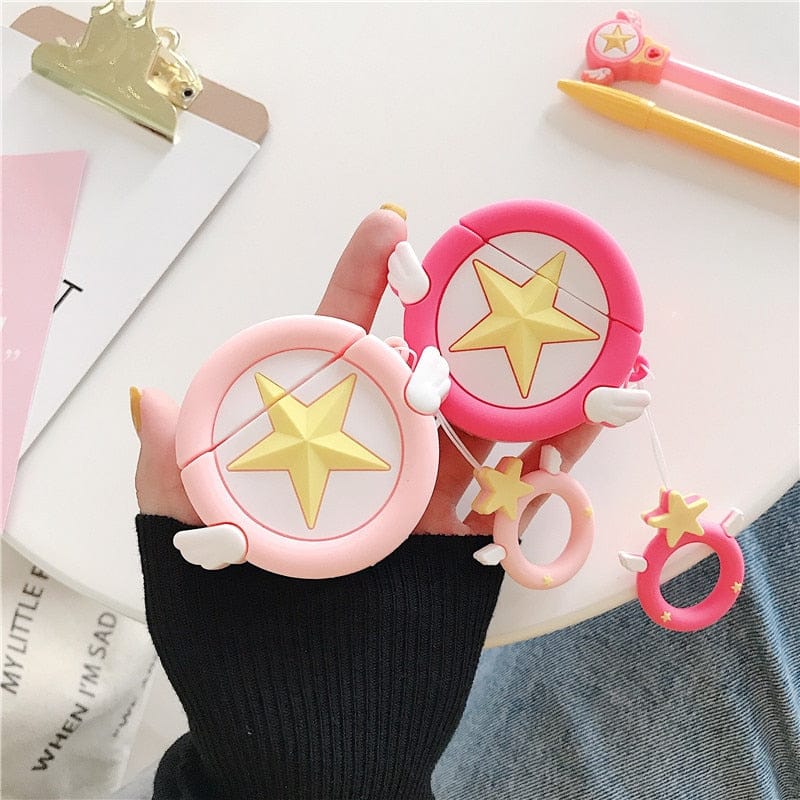 Coque AirPods en Silicone Rose à Étoile et Ailes – Image 4