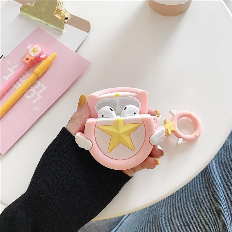 Coque AirPods en Silicone Rose à Étoile et Ailes – Image 8
