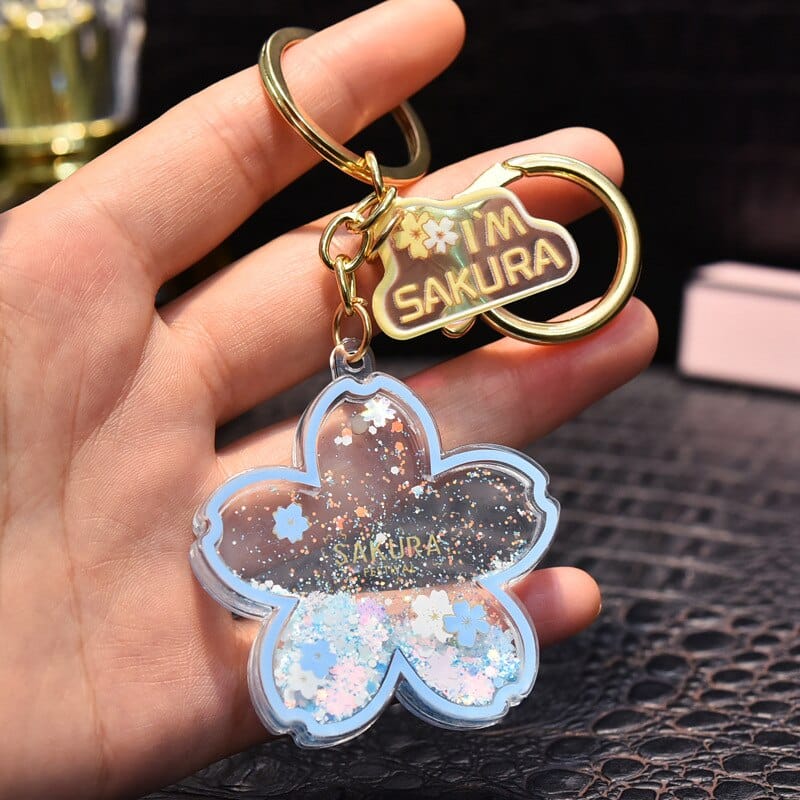 Porte-clés Fleur de Cerisier Rose à Paillettes Scintillantes – Image 10