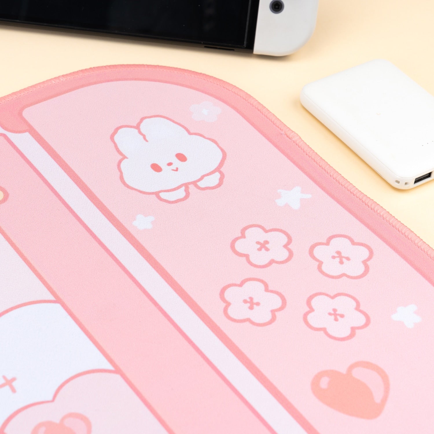 Tapis de Souris Rose Pâle Design Console Lapins Mignons – Image 5
