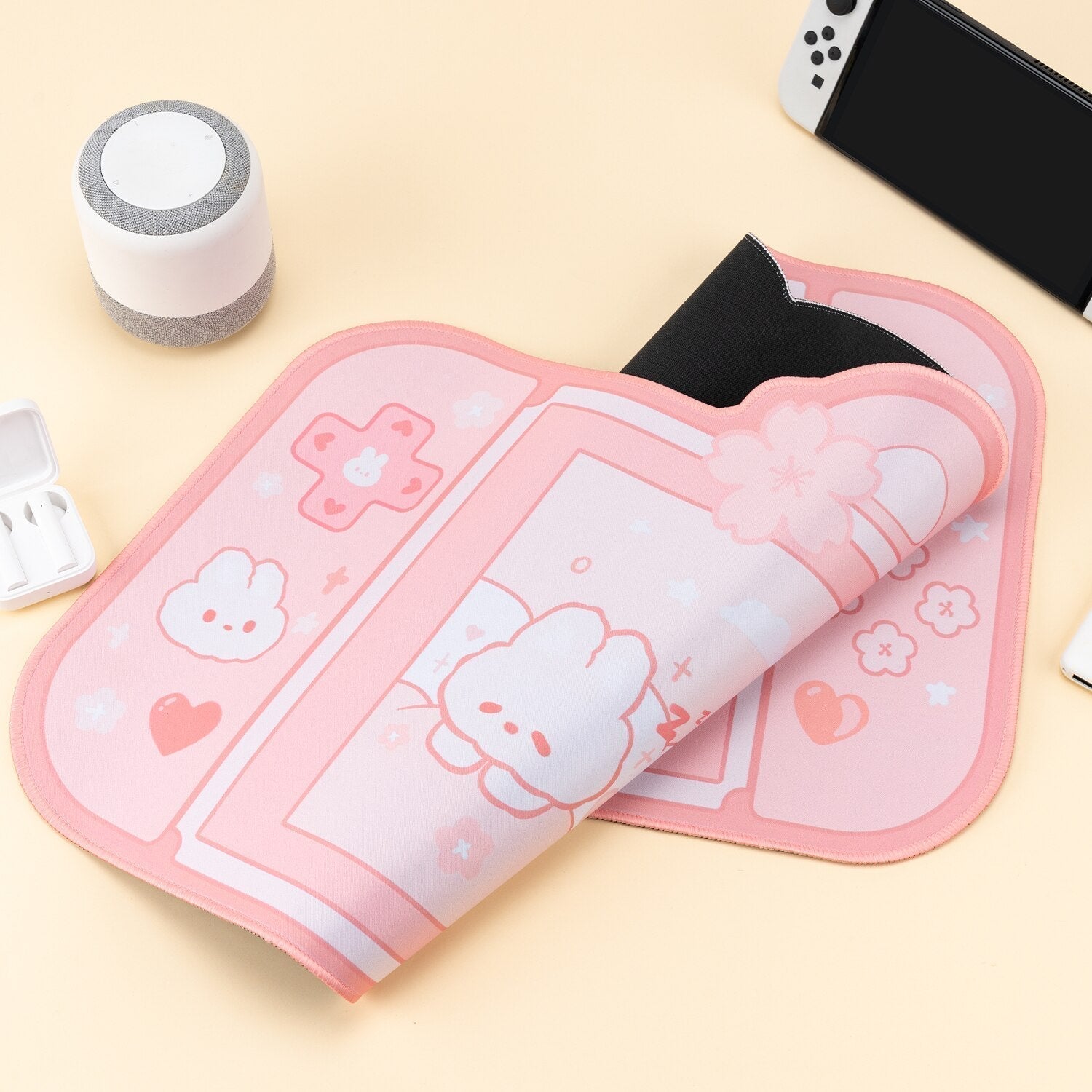 Tapis de Souris Rose Pâle Design Console Lapins Mignons – Image 6