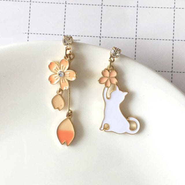 Boucles d'oreilles chat Sakura - Câlin Kawaii
