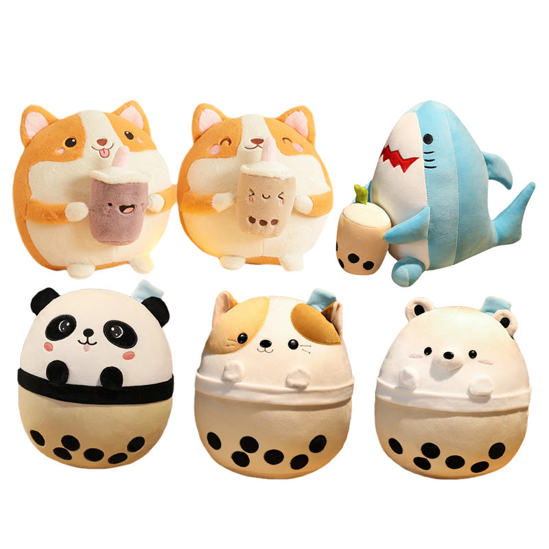 Peluche Chiot Corgi Rond à Boba Kawaii – Image 13