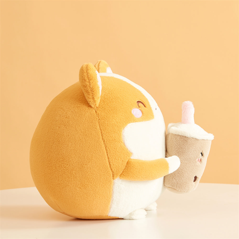 Peluche Chiot Corgi Rond à Boba Kawaii – Image 17