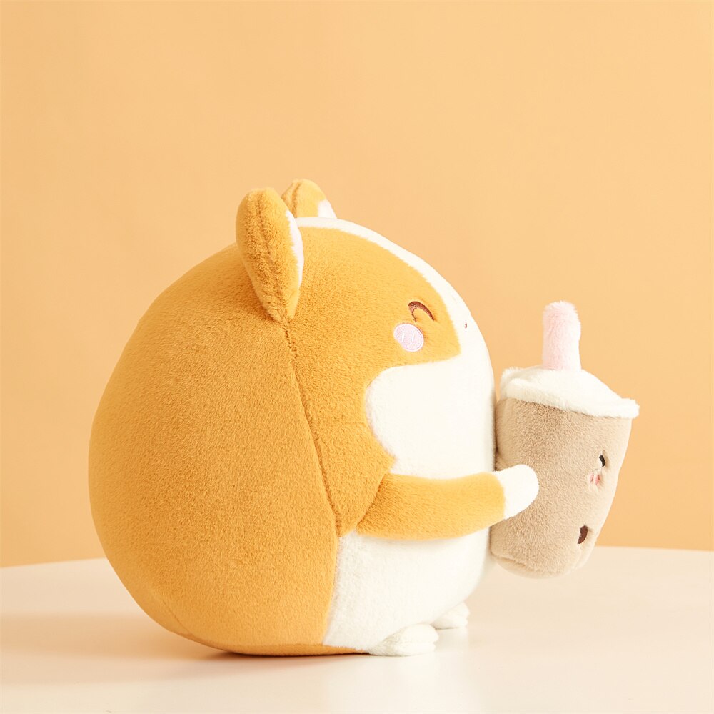 Peluche Chiot Corgi Rond à Boba Kawaii – Image 8