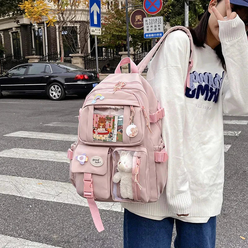 Sac à Dos Kawaii Vert Sauge Clair avec Poches Vitrines – Image 11