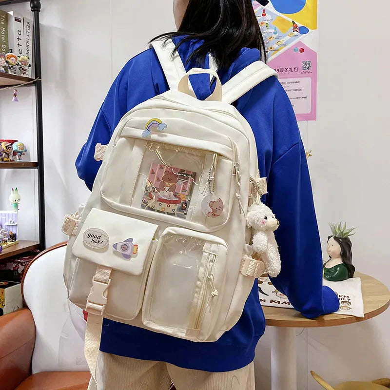 Sac à Dos Kawaii Vert Sauge Clair avec Poches Vitrines – Image 12