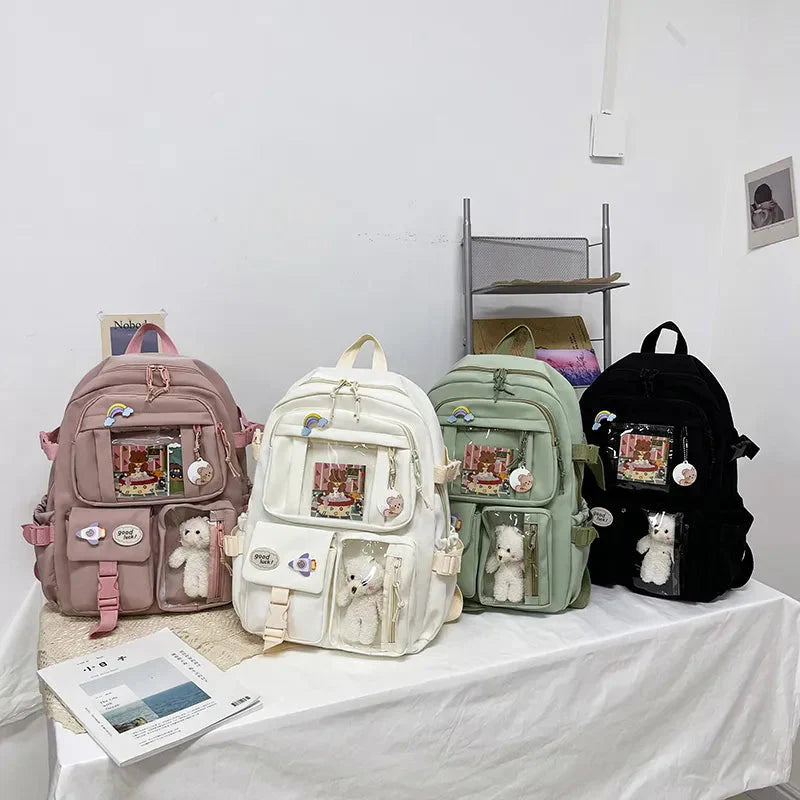 Sac à Dos Kawaii Vert Sauge Clair avec Poches Vitrines – Image 13