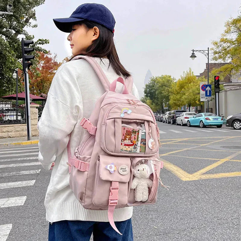 Sac à Dos Kawaii Vert Sauge Clair avec Poches Vitrines – Image 15