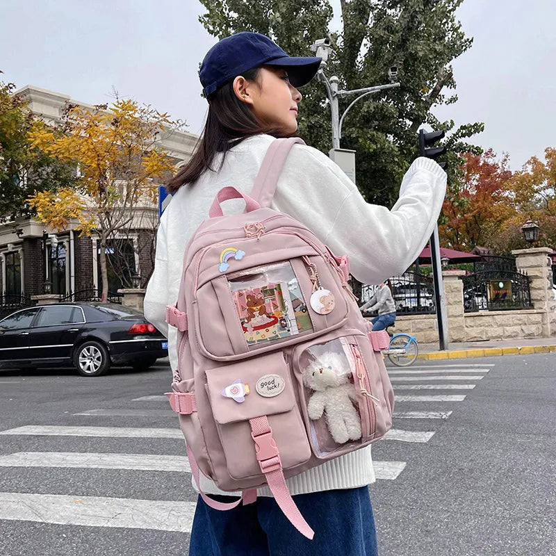 Sac à Dos Kawaii Vert Sauge Clair avec Poches Vitrines – Image 16