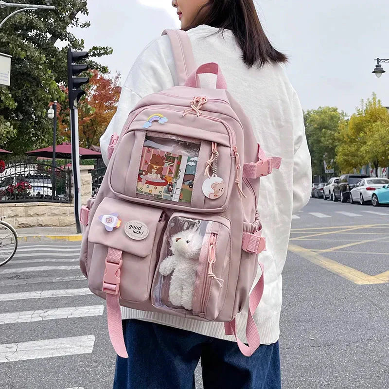Sac à Dos Kawaii Vert Sauge Clair avec Poches Vitrines – Image 17