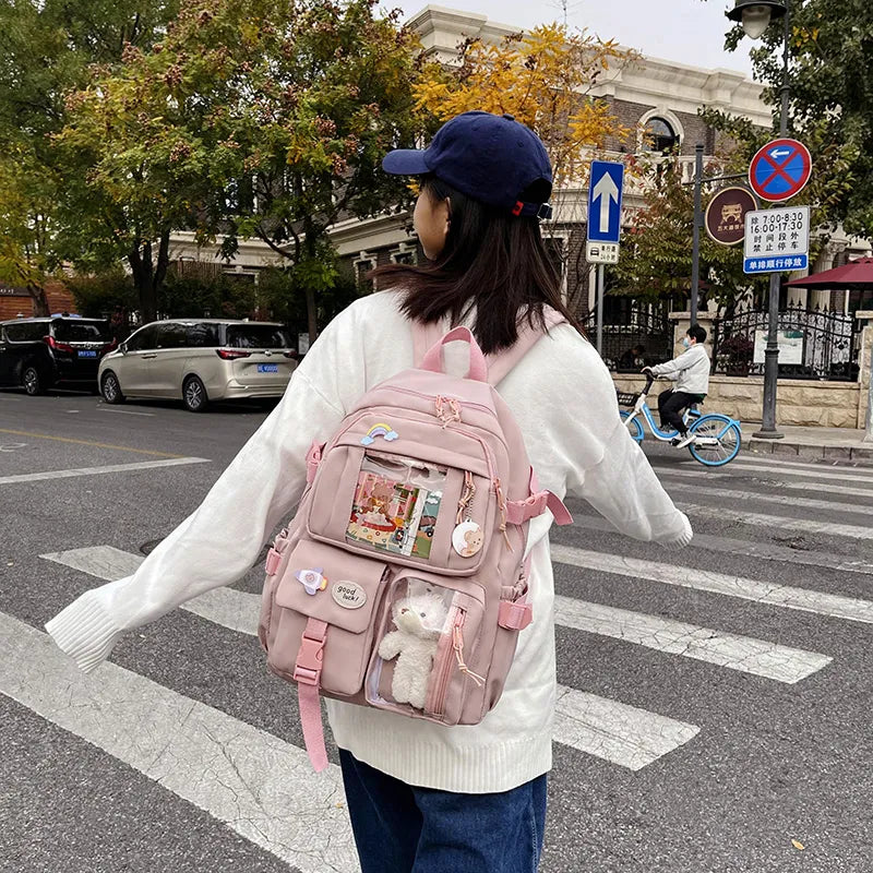 Sac à Dos Kawaii Vert Sauge Clair avec Poches Vitrines – Image 18
