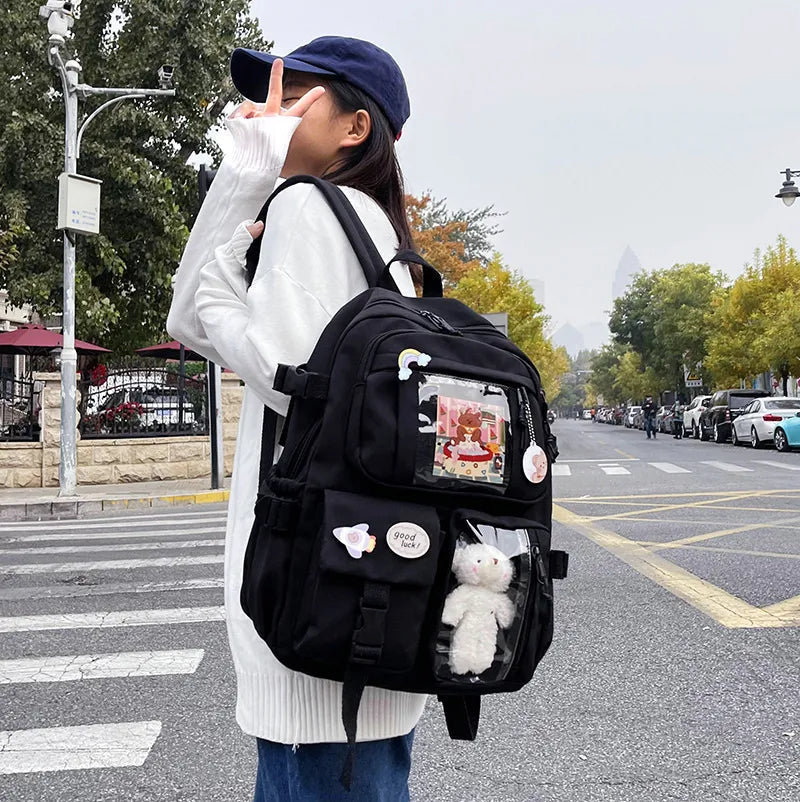 Sac à Dos Kawaii Vert Sauge Clair avec Poches Vitrines – Image 19