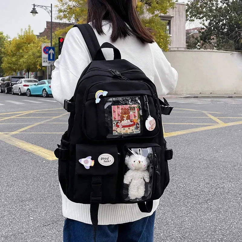 Sac à Dos Kawaii Vert Sauge Clair avec Poches Vitrines – Image 20