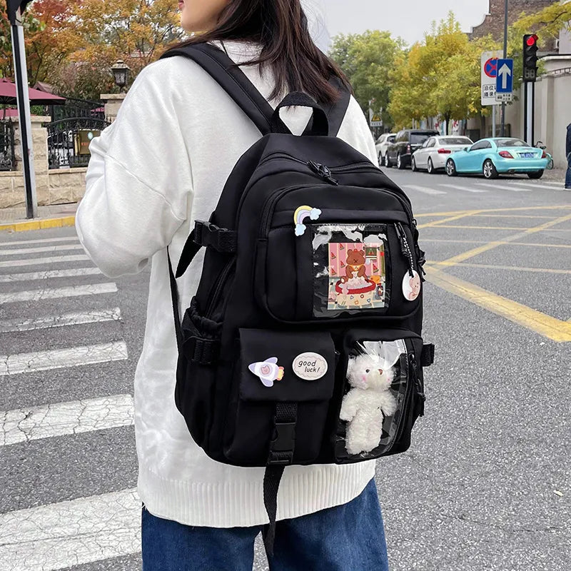 Sac à Dos Kawaii Vert Sauge Clair avec Poches Vitrines – Image 21