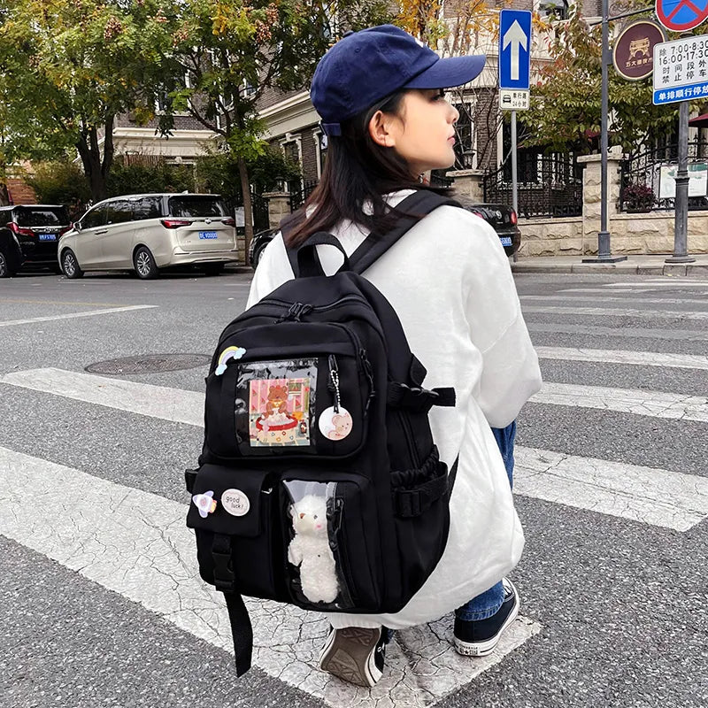 Sac à Dos Kawaii Vert Sauge Clair avec Poches Vitrines – Image 22