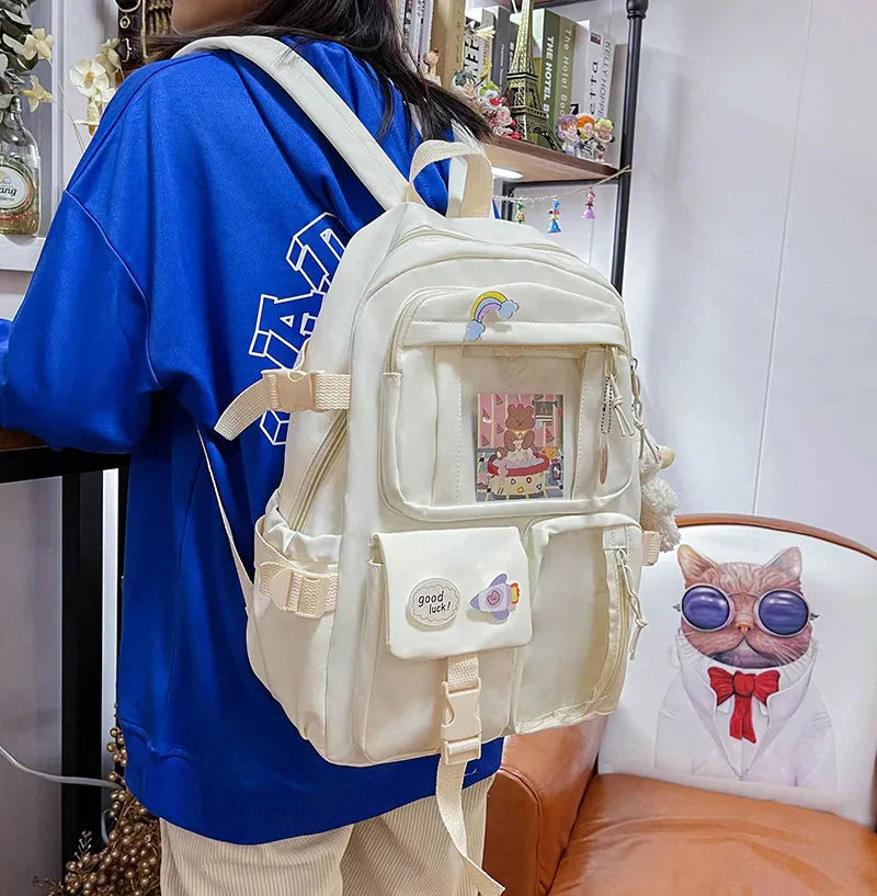 Sac à Dos Kawaii Vert Sauge Clair avec Poches Vitrines – Image 24