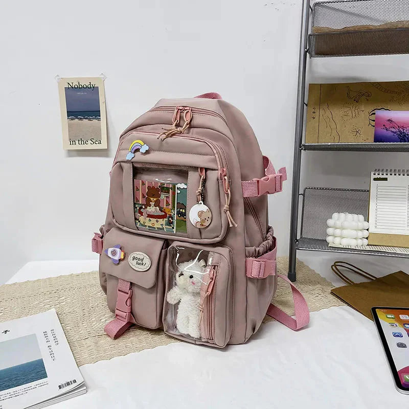 Sac à Dos Kawaii Vert Sauge Clair avec Poches Vitrines – Image 31