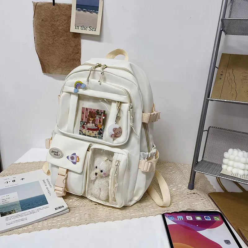 Sac à Dos Kawaii Vert Sauge Clair avec Poches Vitrines – Image 32