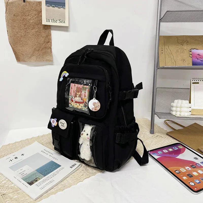 Sac à Dos Kawaii Vert Sauge Clair avec Poches Vitrines – Image 33