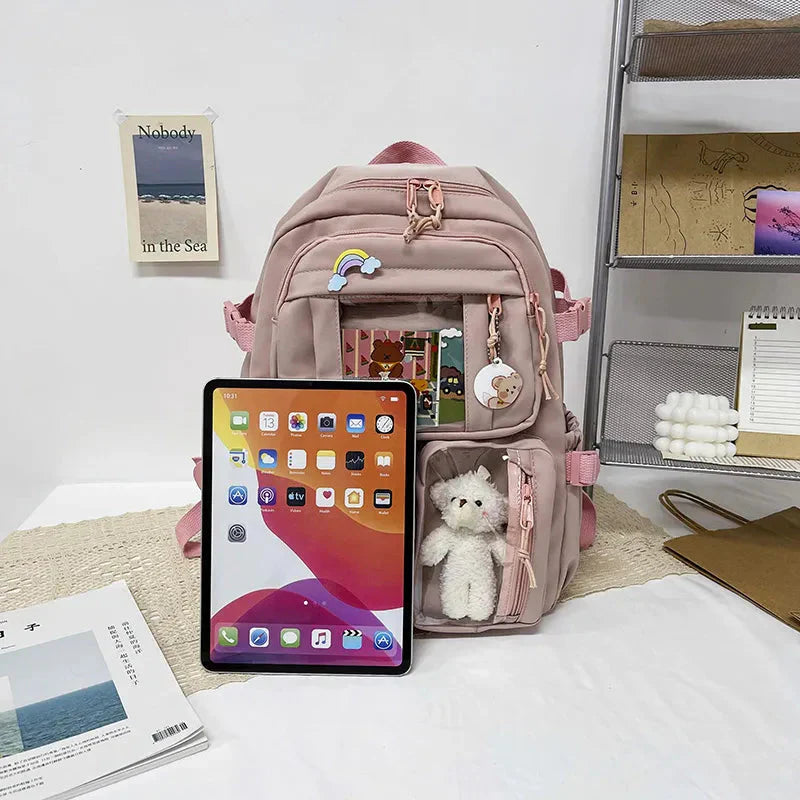 Sac à Dos Kawaii Vert Sauge Clair avec Poches Vitrines – Image 35