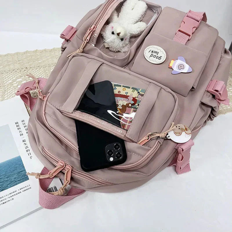 Sac à Dos Kawaii Vert Sauge Clair avec Poches Vitrines – Image 40
