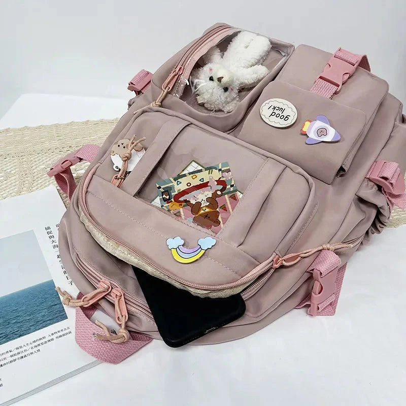 Sac à Dos Kawaii Vert Sauge Clair avec Poches Vitrines – Image 41
