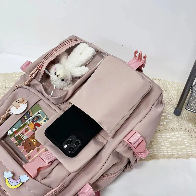 Sac à Dos Kawaii Vert Sauge Clair avec Poches Vitrines – Image 42