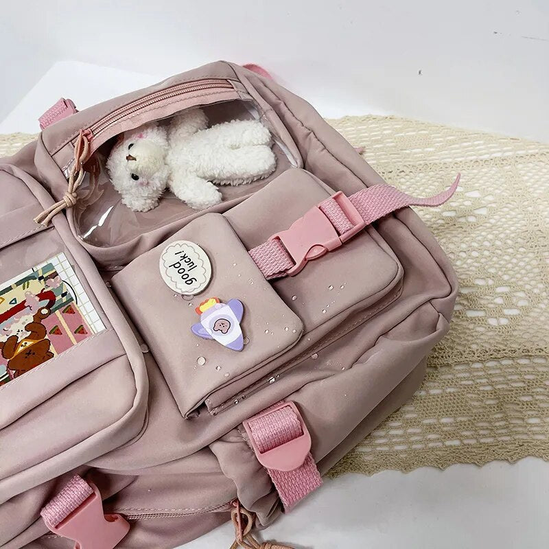 Sac à Dos Kawaii Vert Sauge Clair avec Poches Vitrines – Image 43