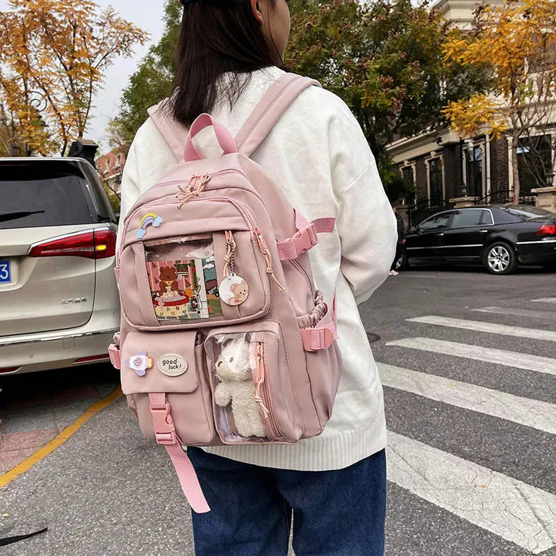 Sac à Dos Kawaii Vert Sauge Clair avec Poches Vitrines – Image 6