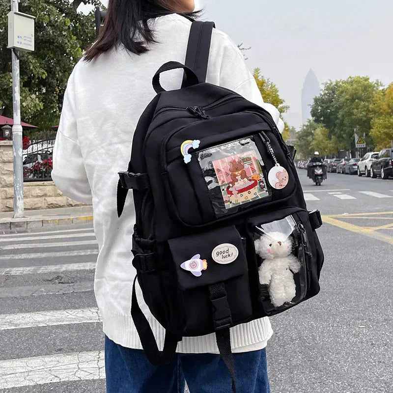 Sac à Dos Kawaii Vert Sauge Clair avec Poches Vitrines – Image 7