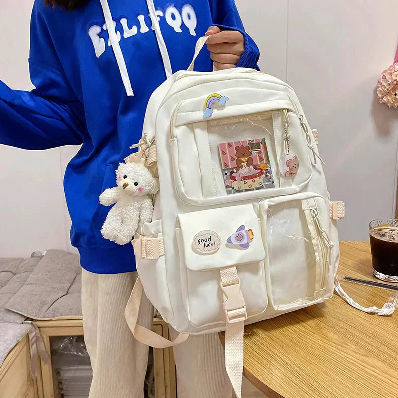 Sac à Dos Kawaii Vert Sauge Clair avec Poches Vitrines – Image 8