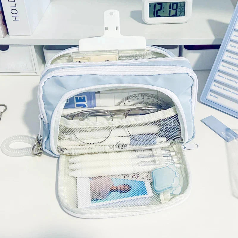 Trousse de Rangement en Tissu Bleu Clair Multi-Poches – Image 8