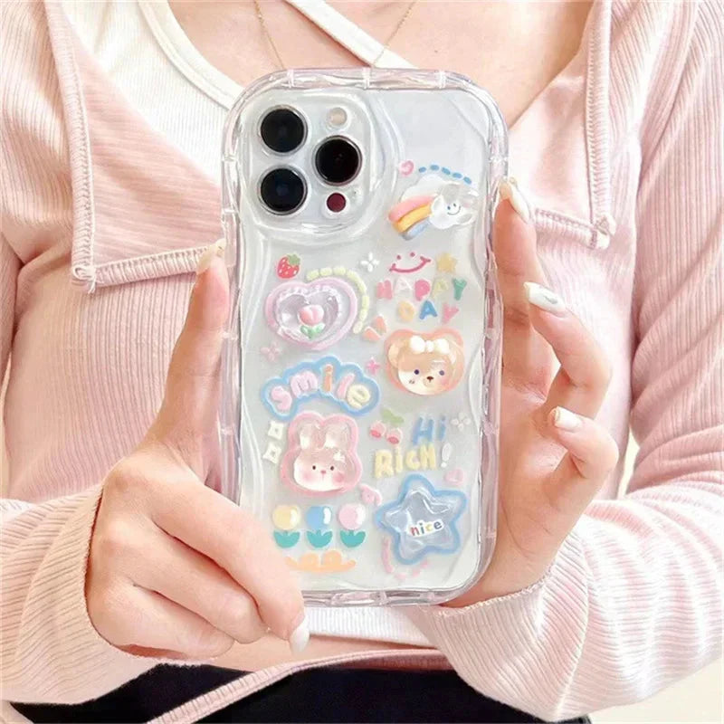 Coque Téléphone Transparente 3D Kawaii et Sangle Perles – Image 5