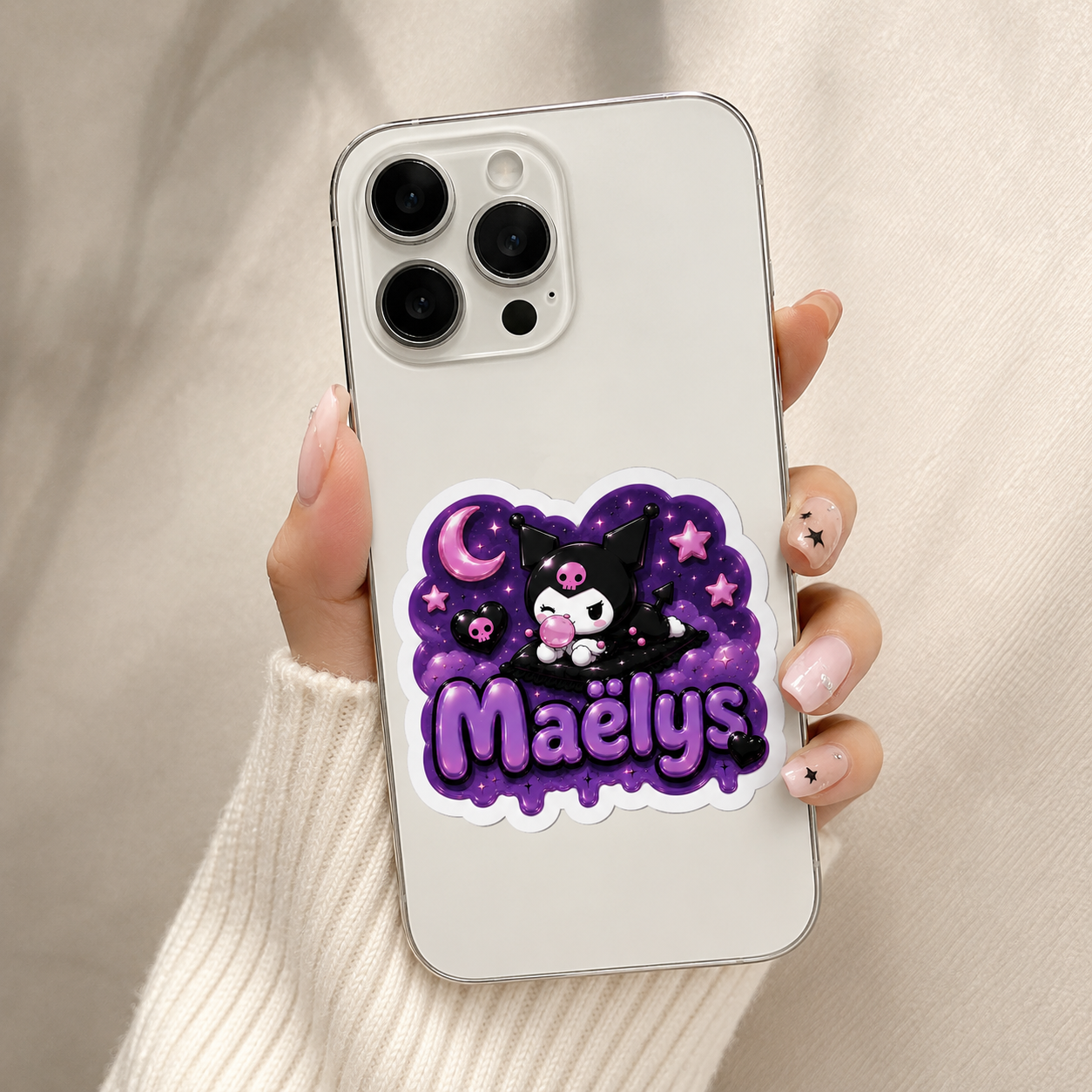 Autocollant 3D Kuromi Personnalisé Gothique et Kawaii – Image 5