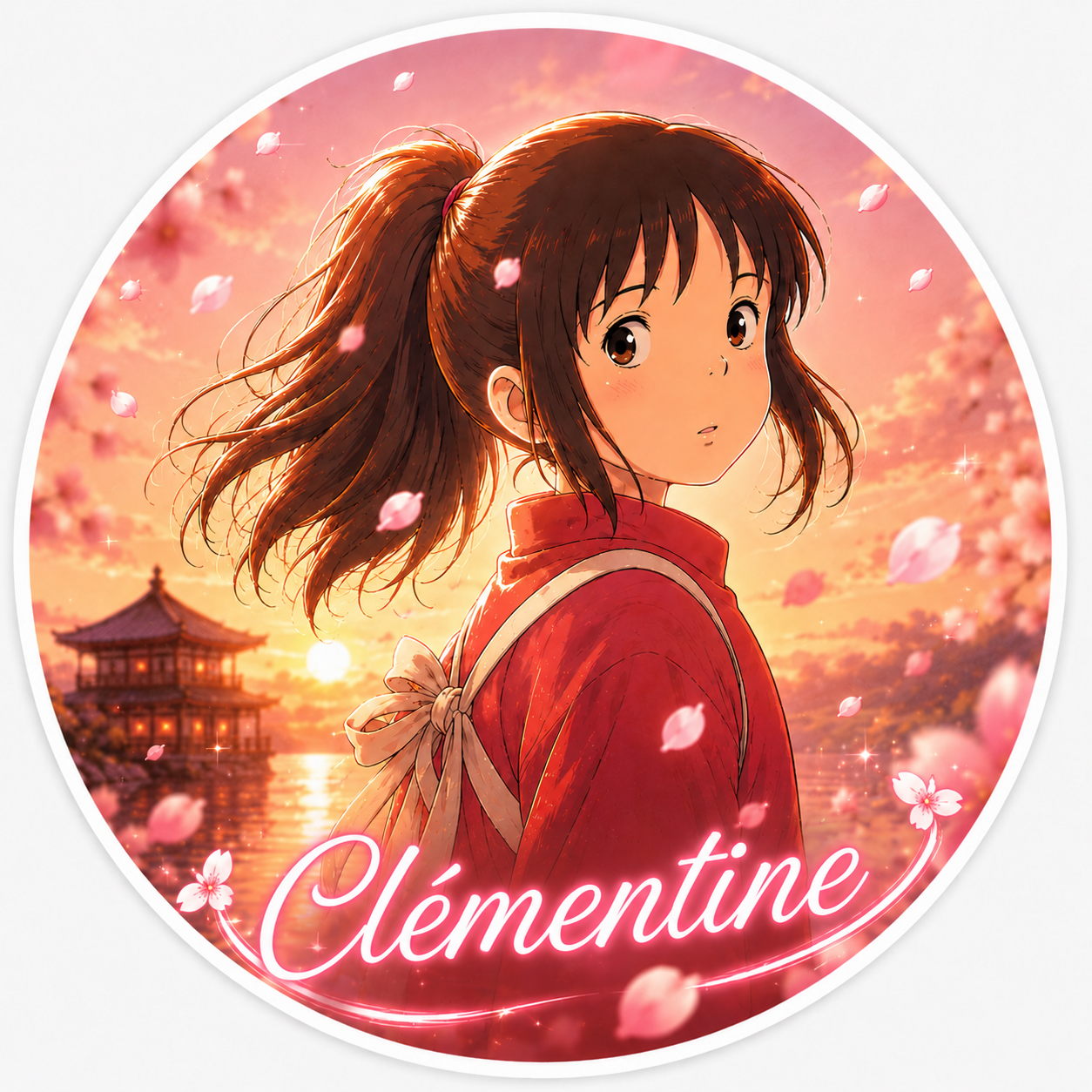 Autocollant Rond Fille Anime Sakura Personnalisable – Image 2
