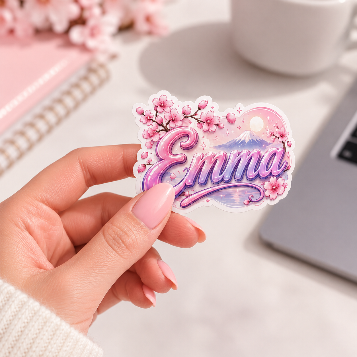 Sticker Prénom Emma Rose au Paysage Japonais Kawaii – Image 3