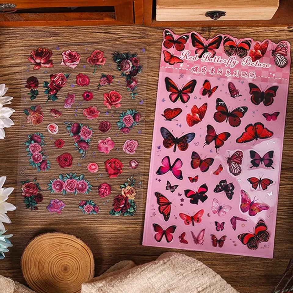 Planches de Stickers Papillons et Fleurs (Lot de 2) – Image 2
