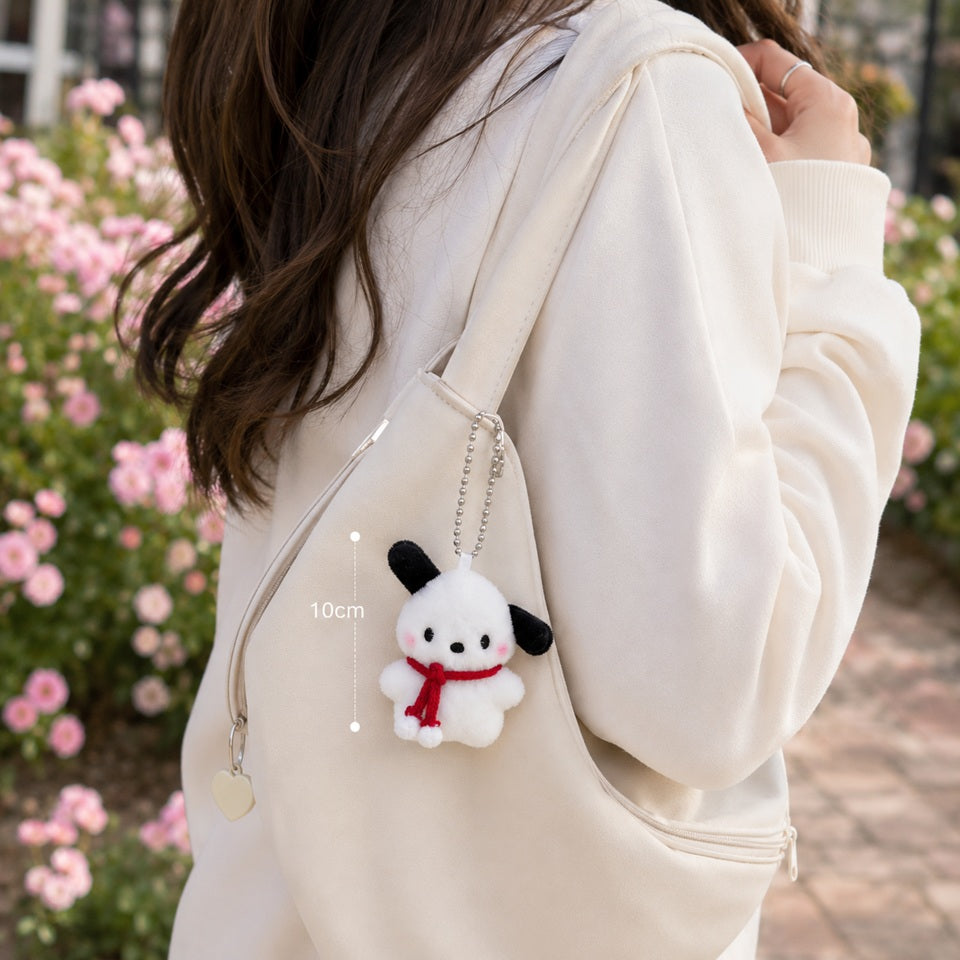 Peluche Pochacco Blanche avec Écharpe Rouge – Image 2