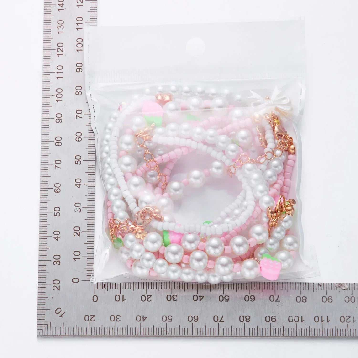 Collier Multirangs Perles et Fraises Rouge et Blanc – Image 12