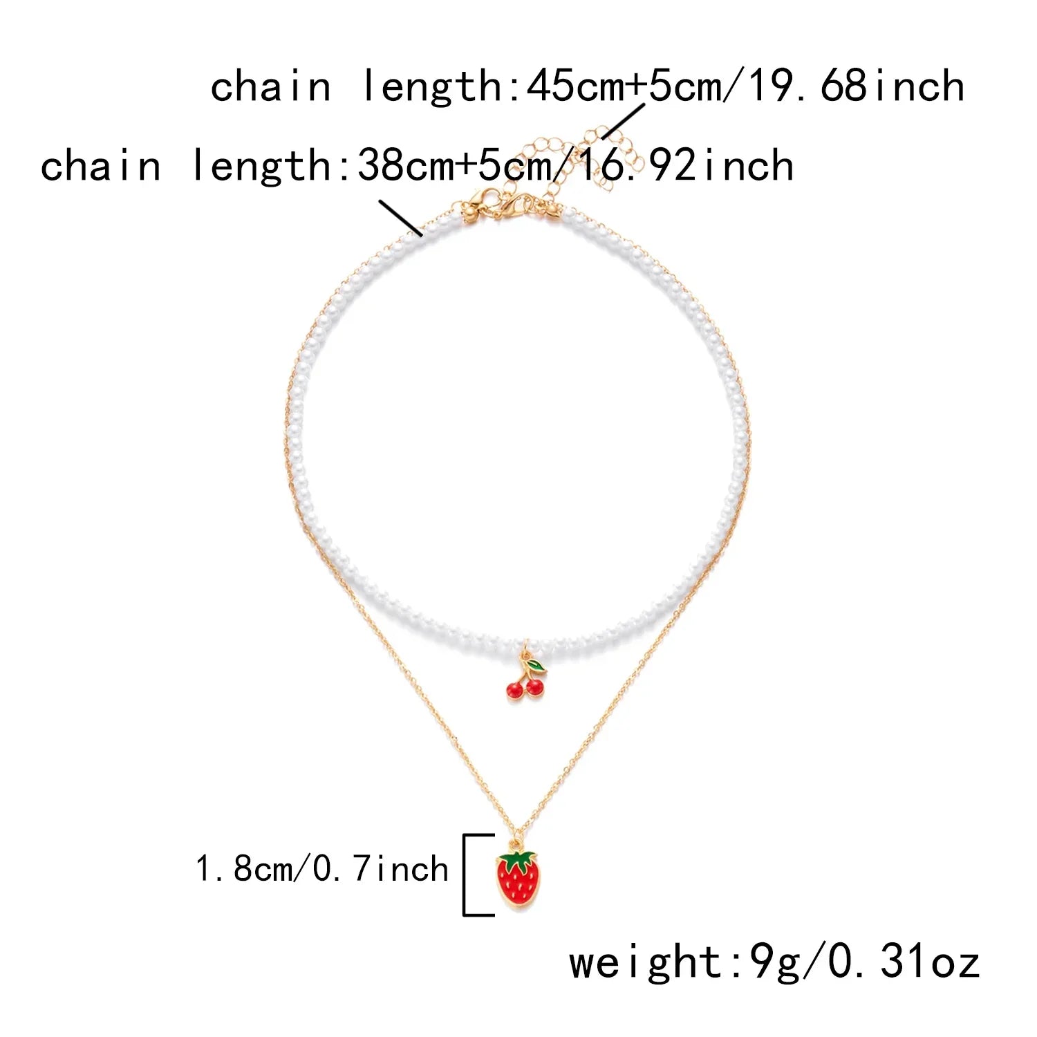 Collier Multirangs Perles et Fraises Rouge et Blanc – Image 14
